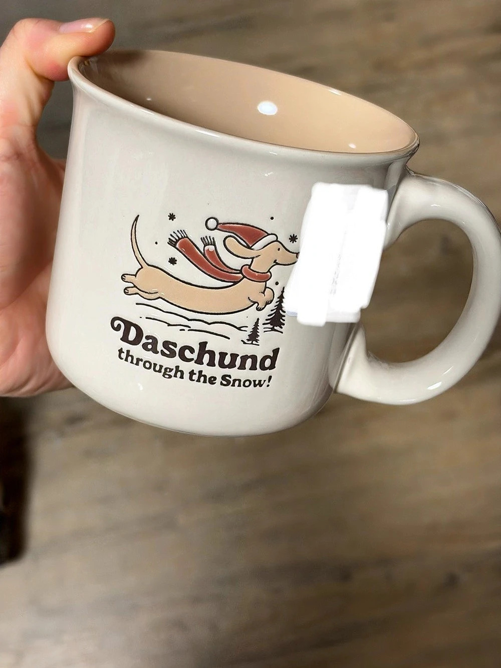 Life is Good Dachshund Through the Snow Diner Mug White